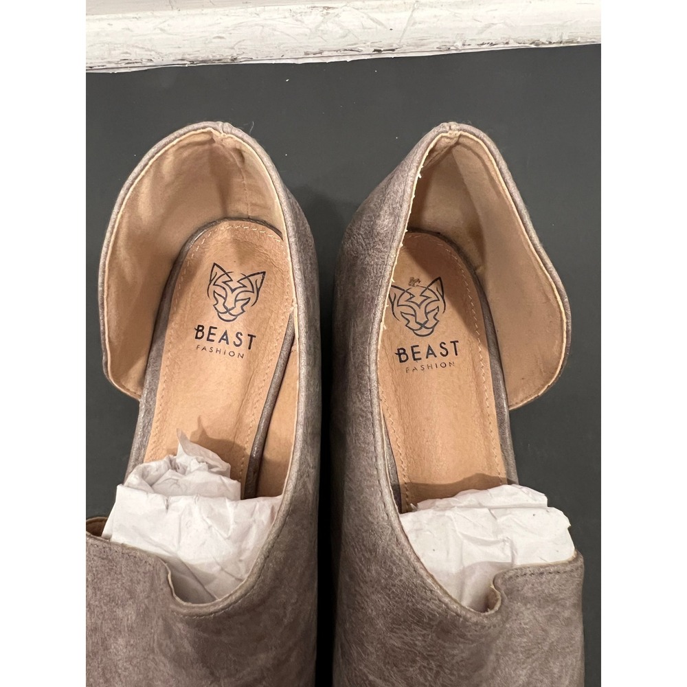 Beast Fashion Flats Womens Gray D'Orsay Pointed Toe Cut Out Size 10 Low Heel - Picture 7 of 11